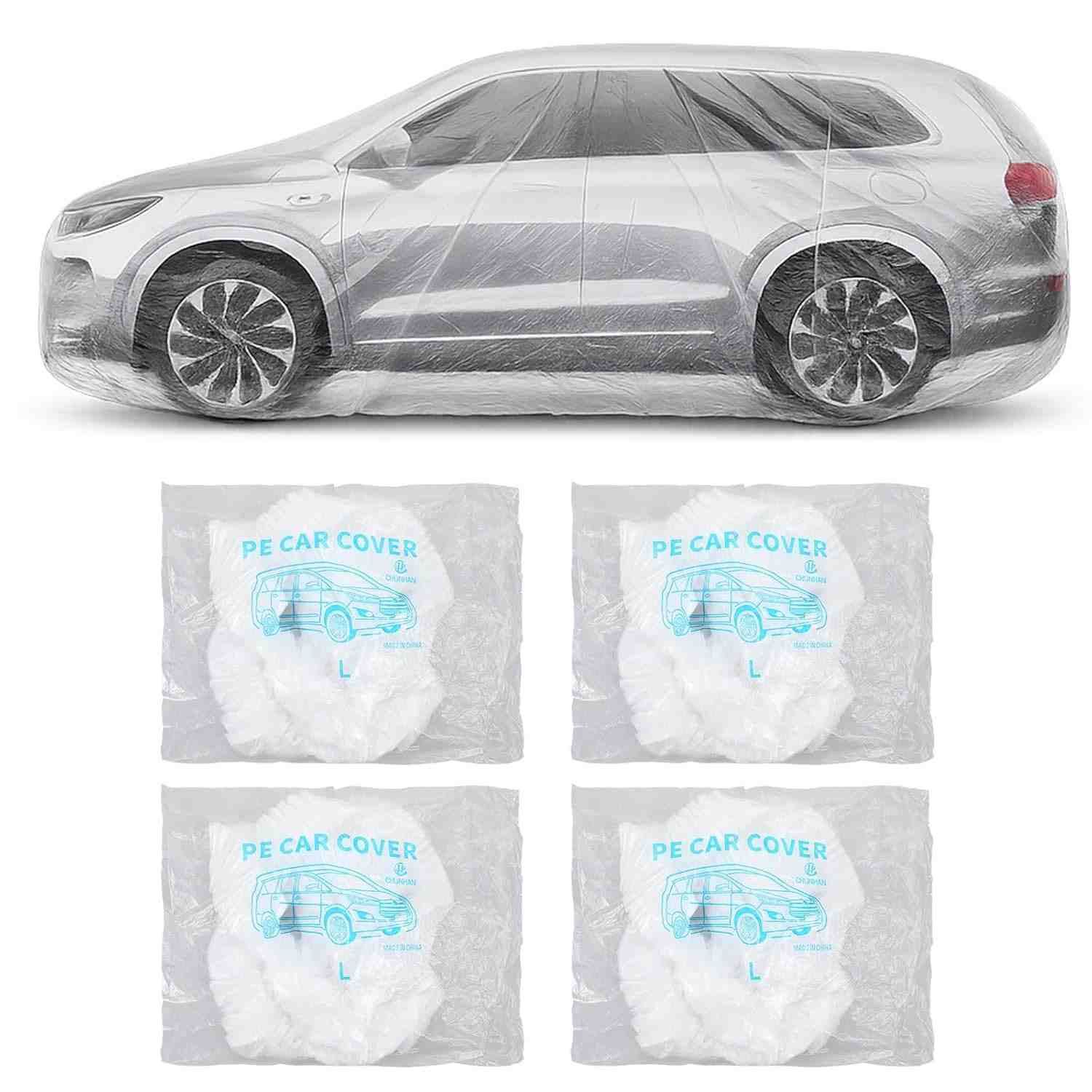 Molain: Pacote com 4 Capas de Carro Descartáveis Transparentes - Proteção Universal à Prova d'Água