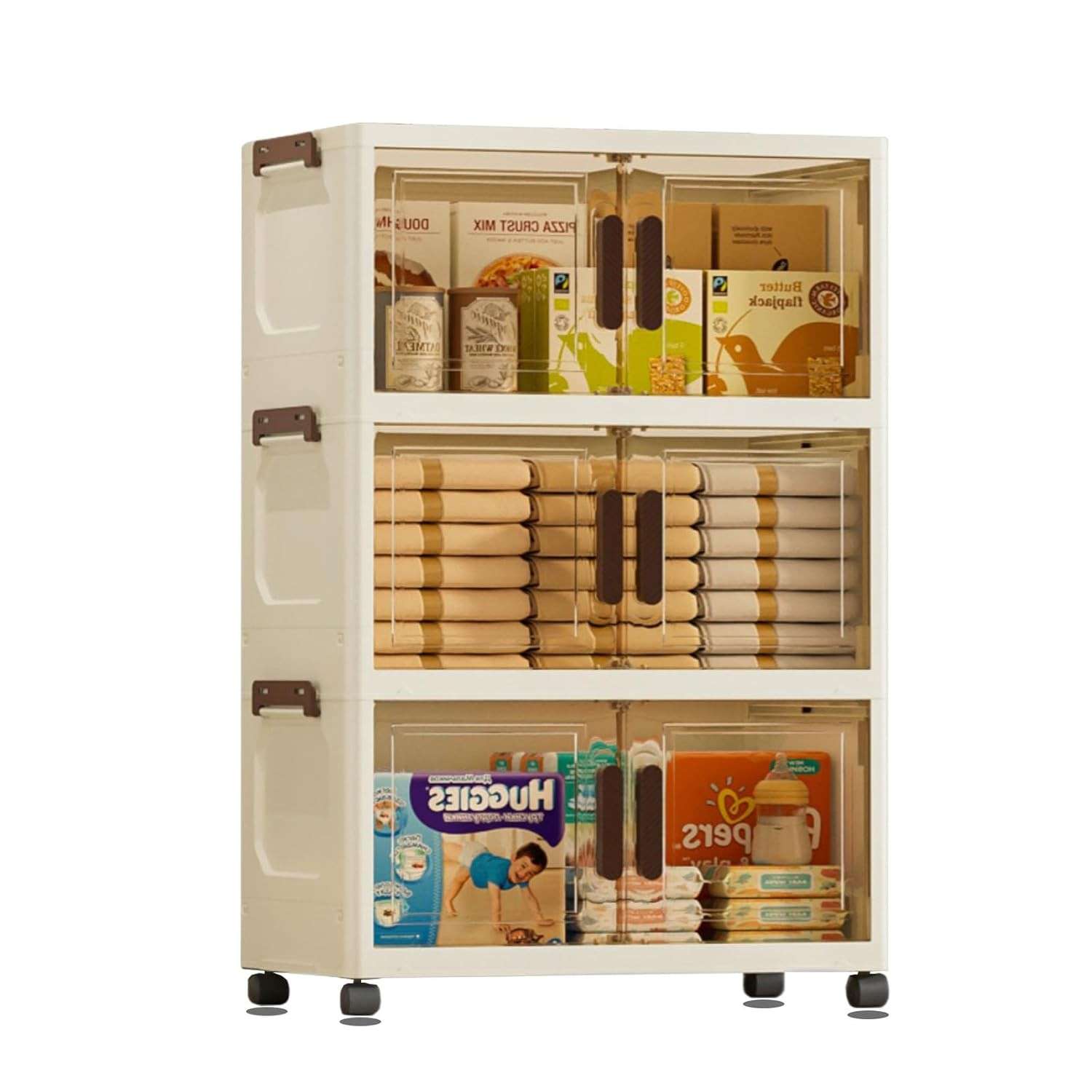Armário Organizador Grande Dobrável 5 Camadas com Rodinhas - Espaçoso e Móvel para Casa e Quarto