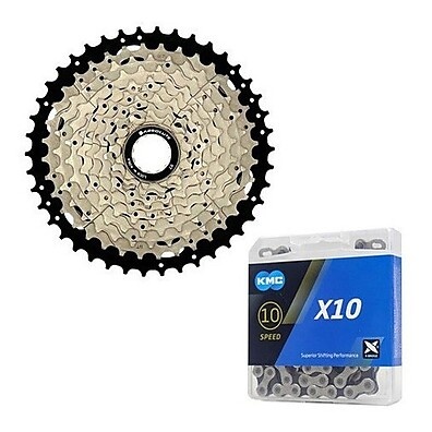 Cassete 10v Absolute 11/46 + Corrente Kmc X10 – Kit MTB Top