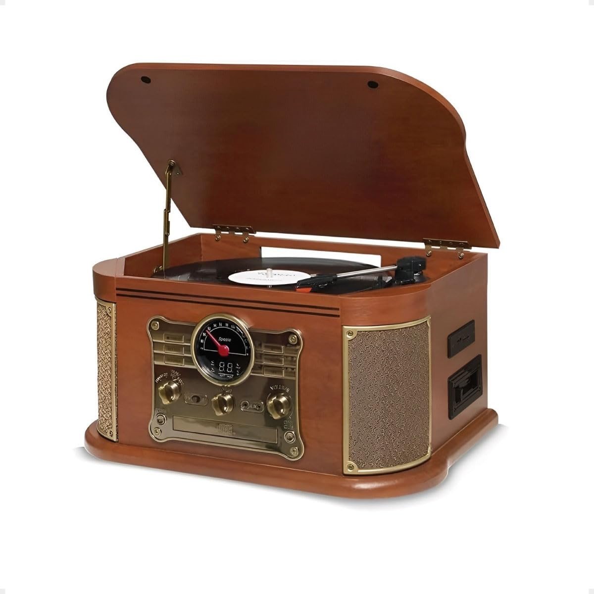 Vitrola Raveo Spazio: Reviva sua Música com Bluetooth, CD, Cassete e Mais!