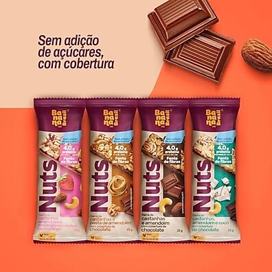 Barra Castanha & Amendoim Chocolate Banana Brasil 12x25g