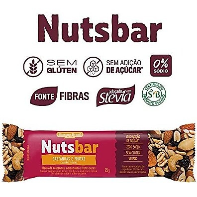 Barras Castanhas & Frutas Banana Brasil 12x25g: Energia Natural