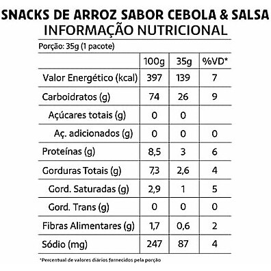 Snack Multigrãos Belive Cebola Salsa - Sem Glúten/Lactose