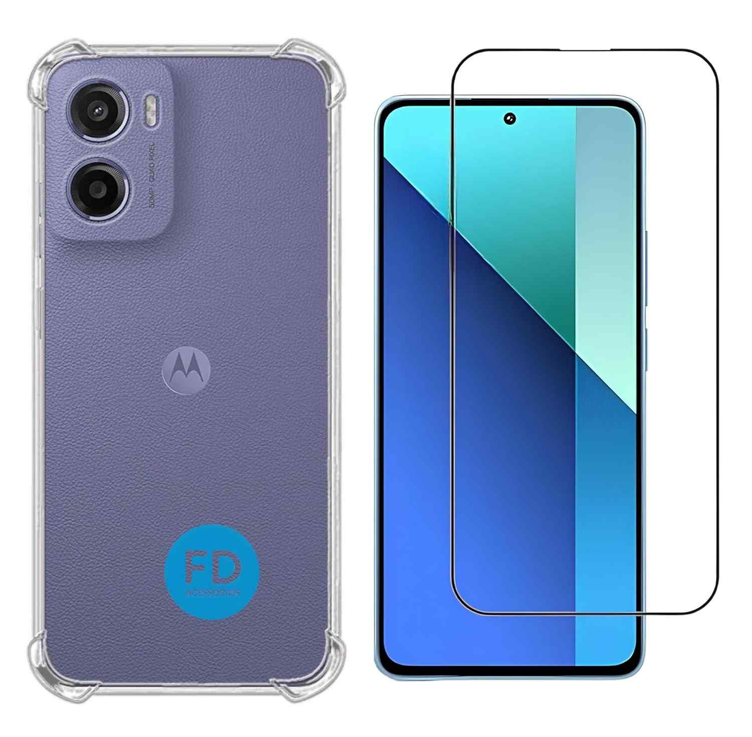Kit Premium Moto G05: Capa Anti-Impacto Transparente + Película Cerâmica 9D ou Privacidade