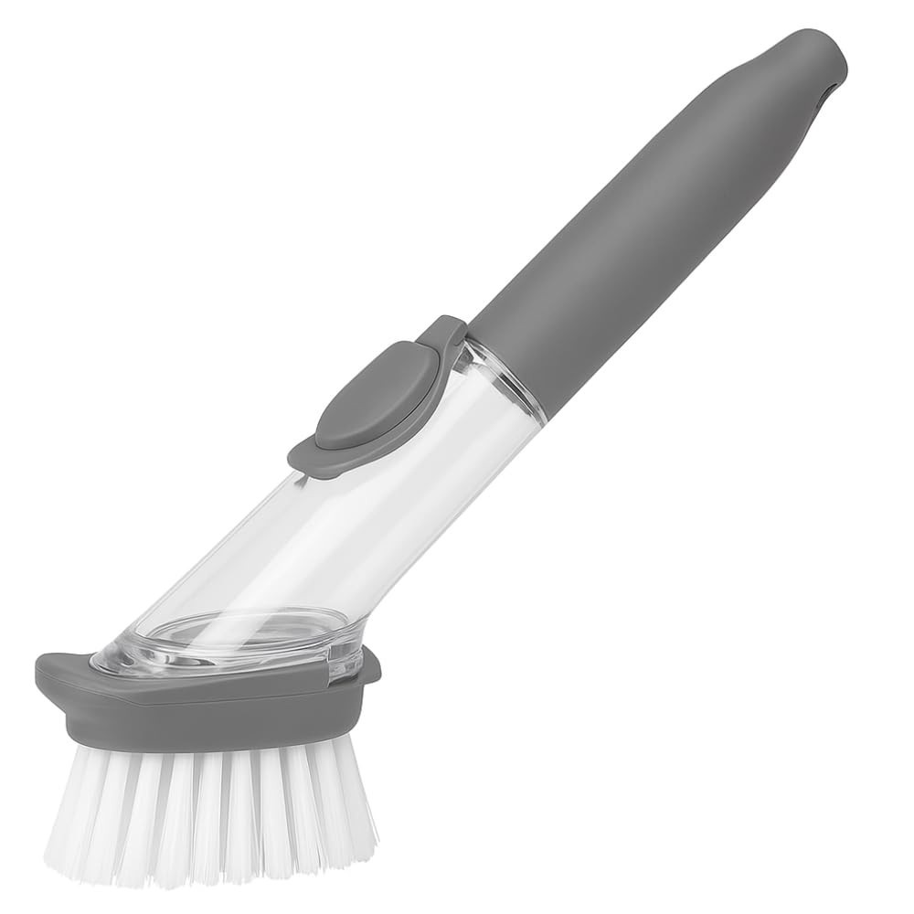 Escova de Limpeza com Dispenser de Detergente - Cerdas Resistentes e Design Ergonômico