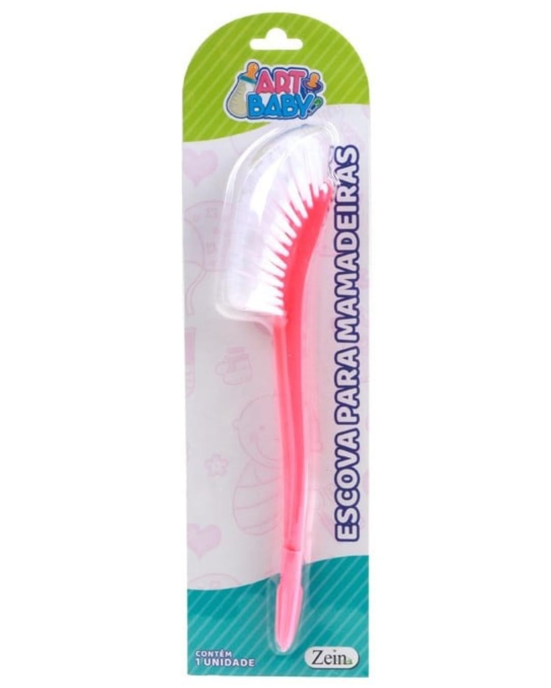 Escova para Mamadeira Premium 28cm - Cerdas Macias Rosa/Azul
