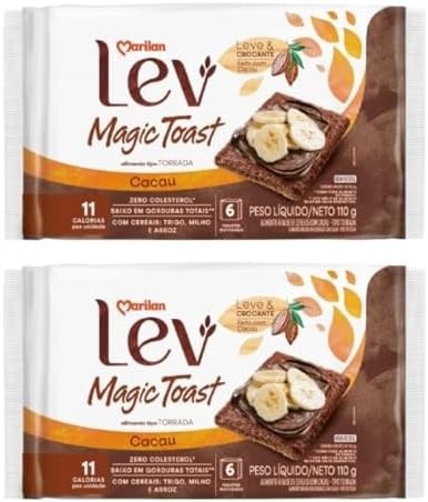 Torrada Lev Magic Toast Cacau e Cereais Marilan 110g Kit 2