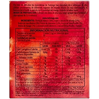 Twinings Morango Manga: Chá Exótico 10 Saquinhos