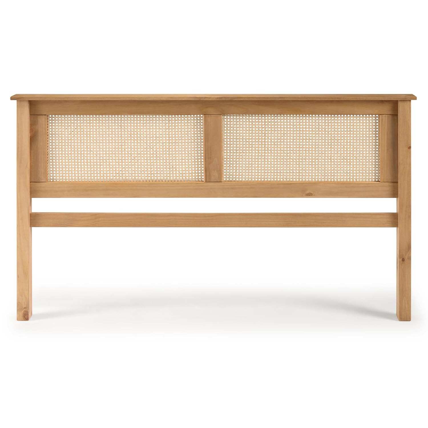 Cabeceira de Cama Casal em Madeira Pinus e Rattan Natural – Estilo Atemporal e Charme Artesanal