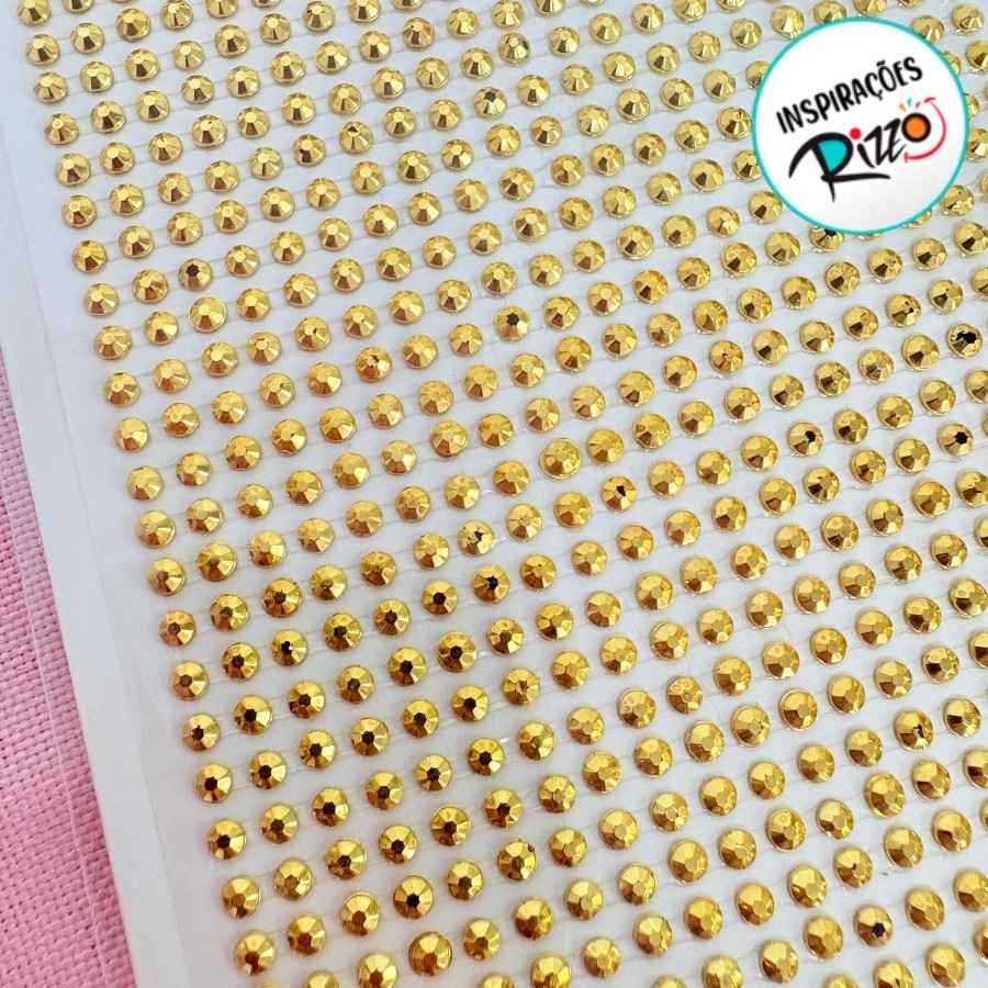 Chatons Dourados 3mm: 840 Adesivos Rizzo