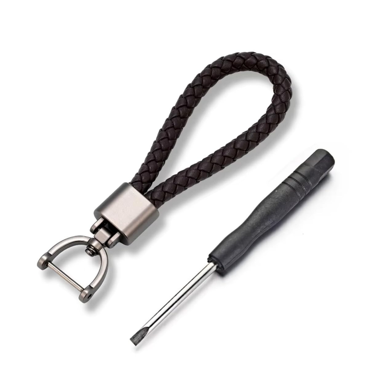 Chaveiro De Luxo Em Couro Trançado Com Argolas De Metal, Trava De Segurança Reforçada, Alta Durabilidade Para Carro Moto, Ideal Para Presente, Estilo Moderno E Elegante – DAZZELI
