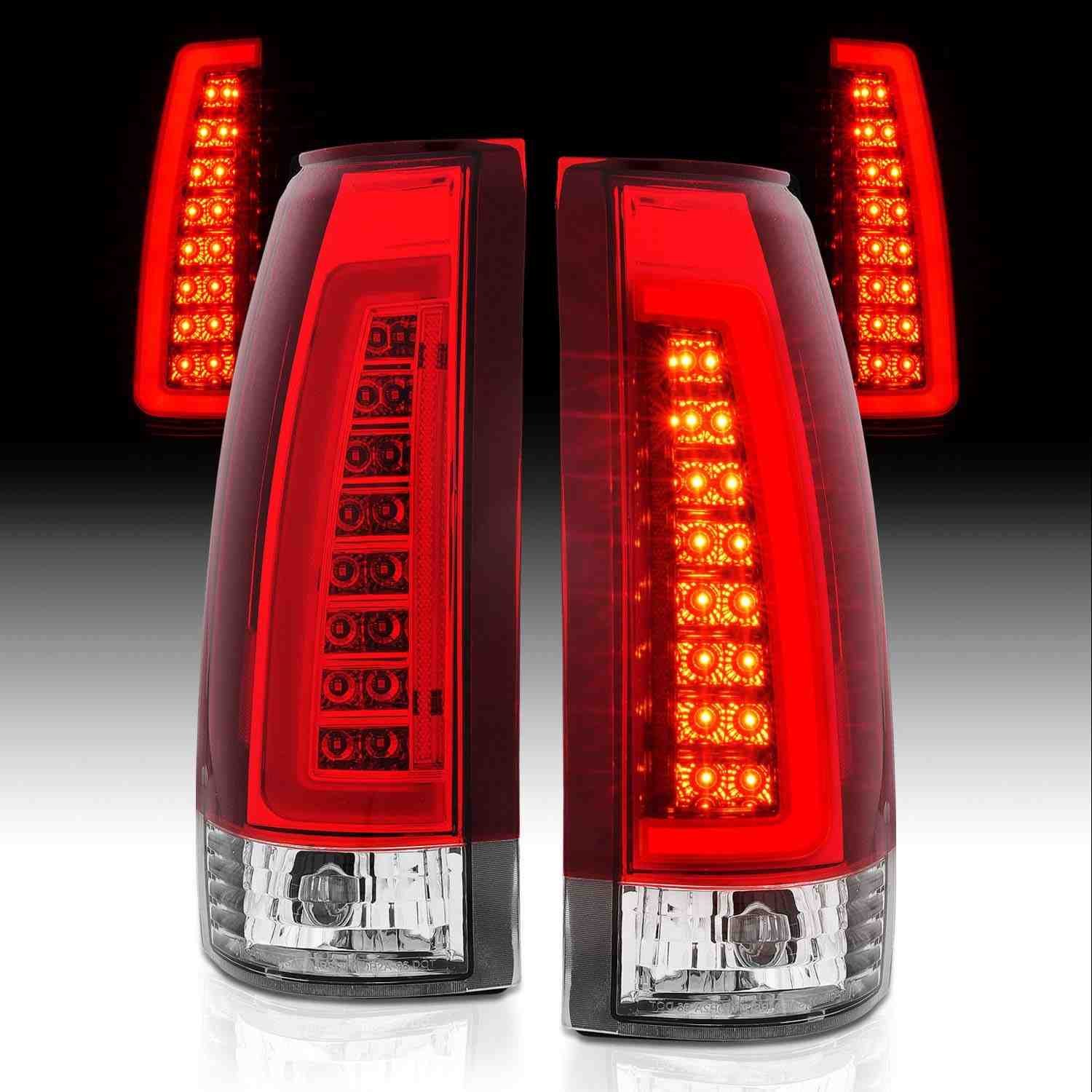 Conjunto de Lanternas Traseiras LED AmeriLite C/K 88-99 - Crystal Red para Chevy GMC Tahoe Suburban