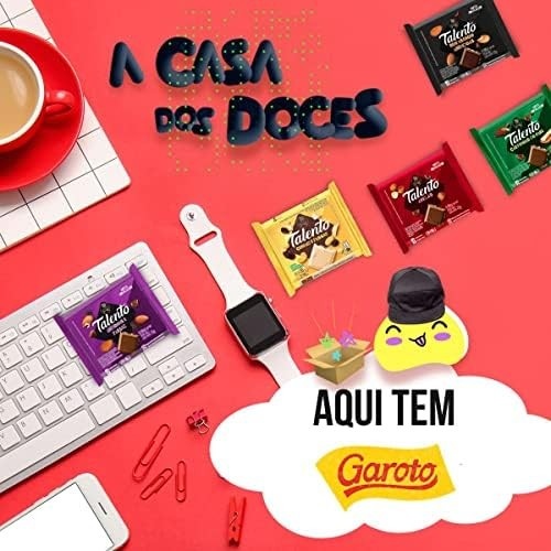 Chocolate Amargo Mini Talento Preto Amêndoas 25g C/15un - Garoto