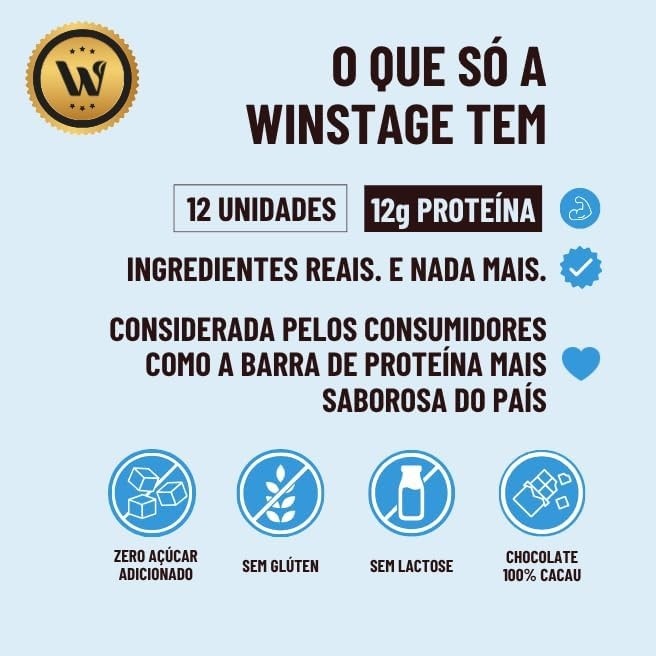 Barra de Proteína Sabor Chocolate e Amêndoas 12x54g Winstage
