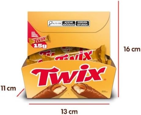 Chocolate Twix Original - Caixa com 30 unidades de 15g