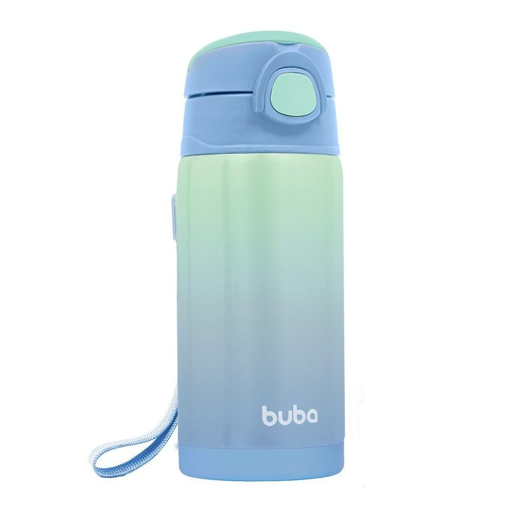 Copo Térmico Buba com Canudo - Parede Dupla Azul Claro