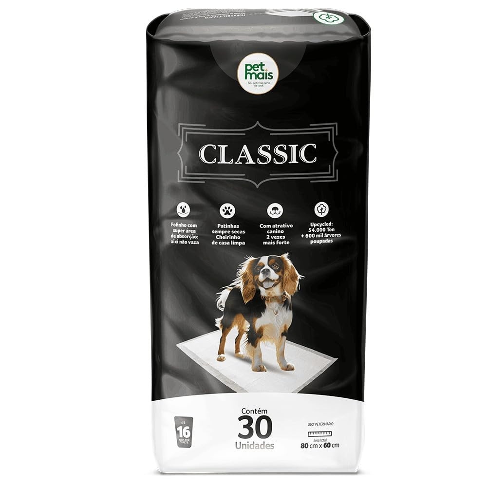 Tapete Higiênico Petmais Classic Super Premium - 30 Unidades | Tecnologia Losango Marck para Máxima Absorção