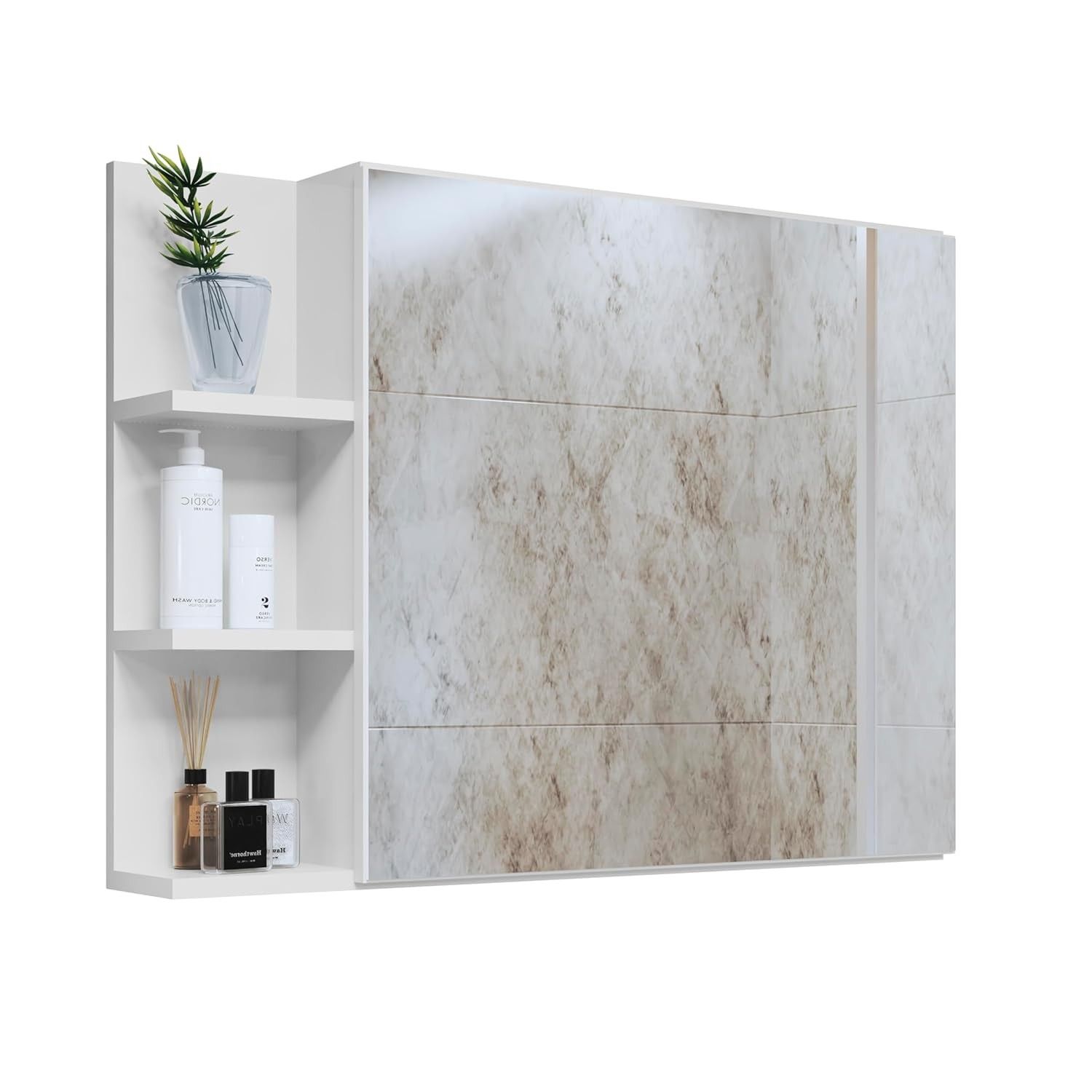 Espelheira Suspensa Iris com Porta para Banheiro e Closet - Design Moderno e Organização Inteligente