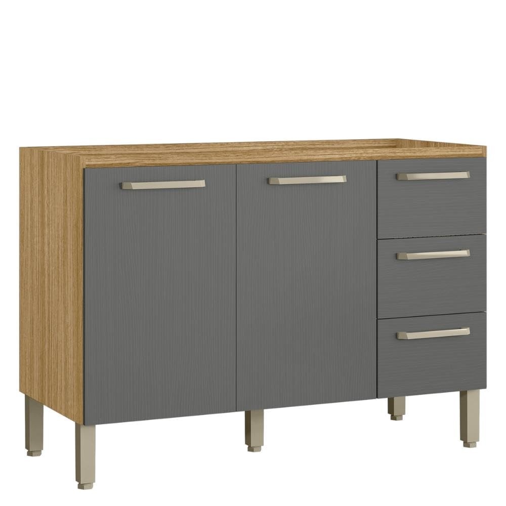 Balcão Gabinete de Pia 120 cm Ametista Kits Paraná - Freijó Gris