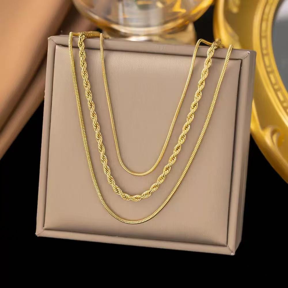 Colar 3 Camadas: Ouro 18k & Prata 925