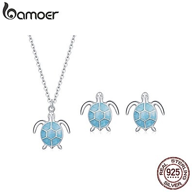 Colar e Brincos Tartaruga Prata 925 Bamoer