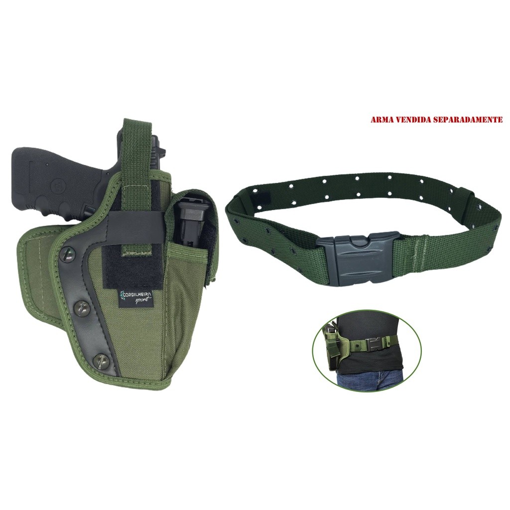 Coldre Militar Panqueca: Kit Completo com Cinto Tático