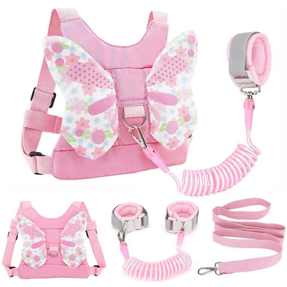 Coleira Infantil Mochila Guia de Segurança Anti-Perda com Design Fofo (Rosa)