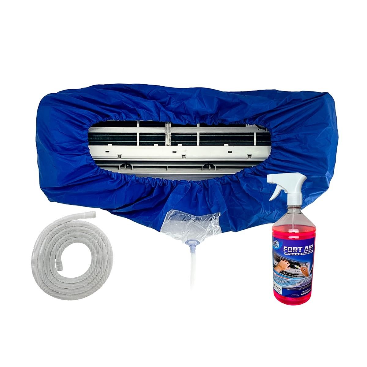 Kit Limpeza Ar Condicionado Split até 36.000 BTUs - Bolsa Coletora + Bactericida 1L