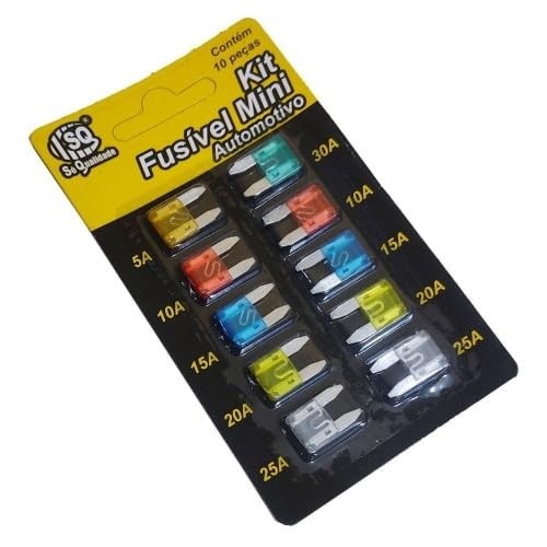 Kit Fusível Mini Automotivo 10 Unidades (5A-30A) - Proteção Colorida e Eficiente para Seu Veículo