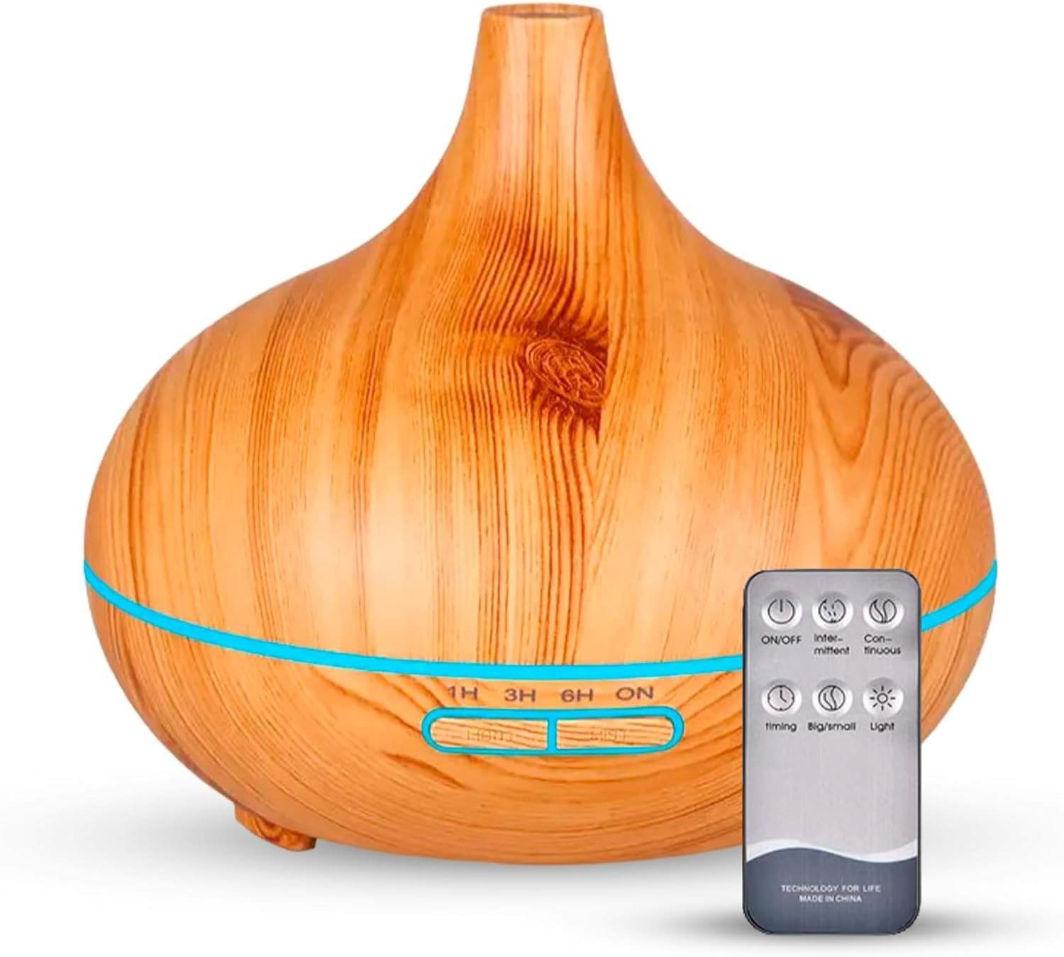 Difusor de Aromas Grande 500ml com LED Colorido, Timer e Controle Remoto - Ideal para Ambientes Relaxantes
