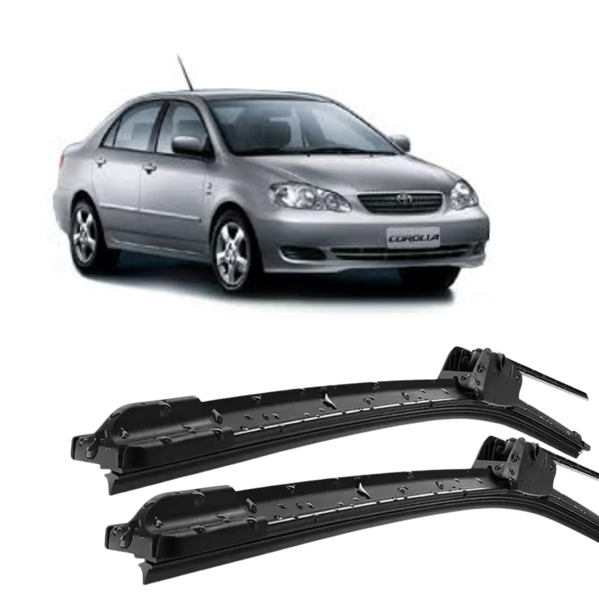 Par Palhetas Limpador Para-Brisa Silicone Compatível com Toyota Corolla 2002-2008 (Tipo Gancho)
