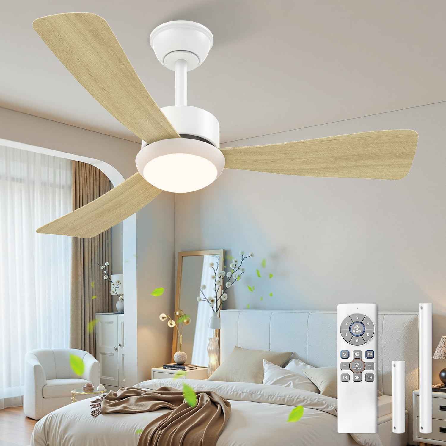 Ventilador de Teto 42" Ultra Silencioso com Luz LED, 6 Velocidades, Reversão e Timer – Bivolt com Controle Remoto