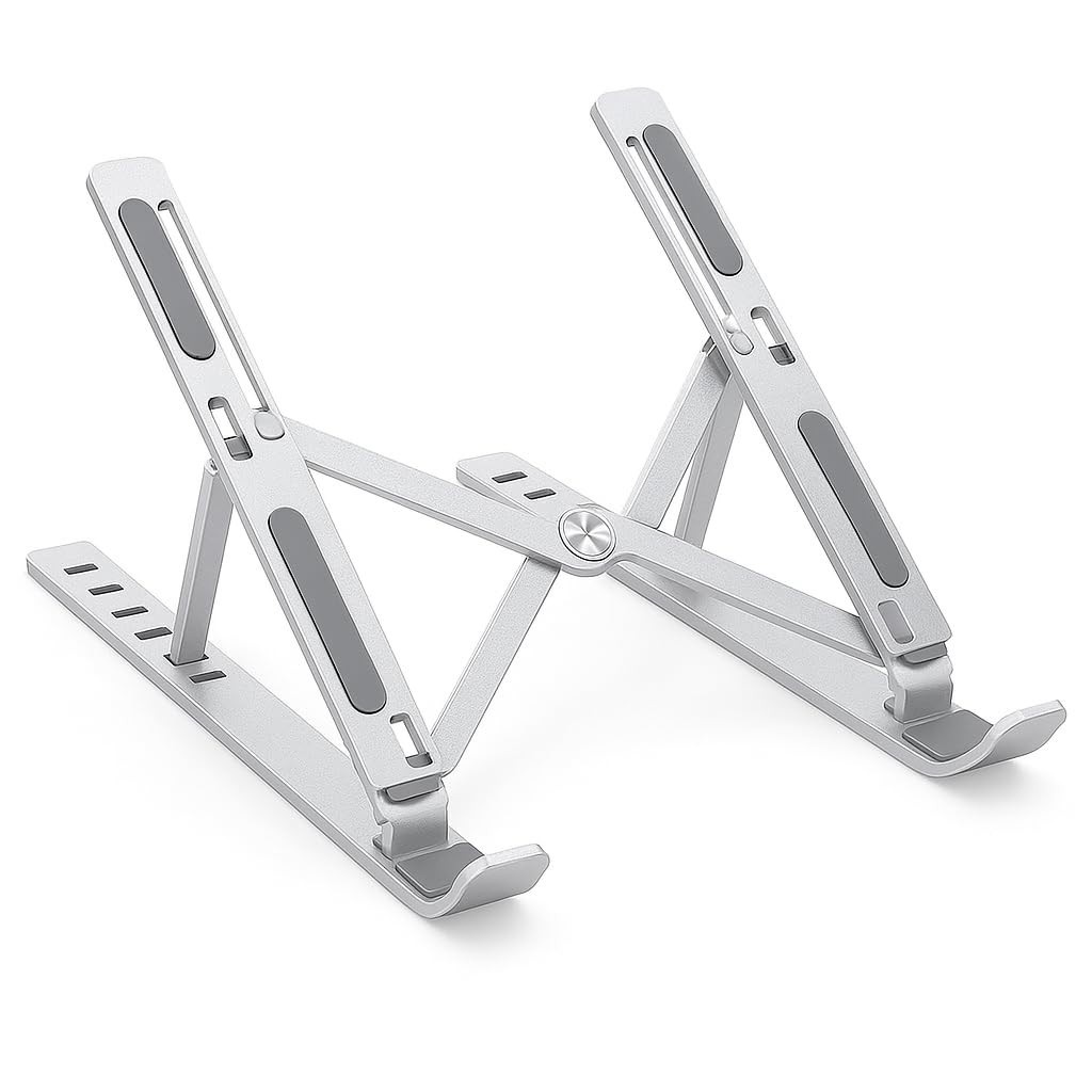Suporte Dobrável para Notebook 6–17" em Alumínio – Ergonômico, com 7 Níveis de Altura, Leve e Portátil
