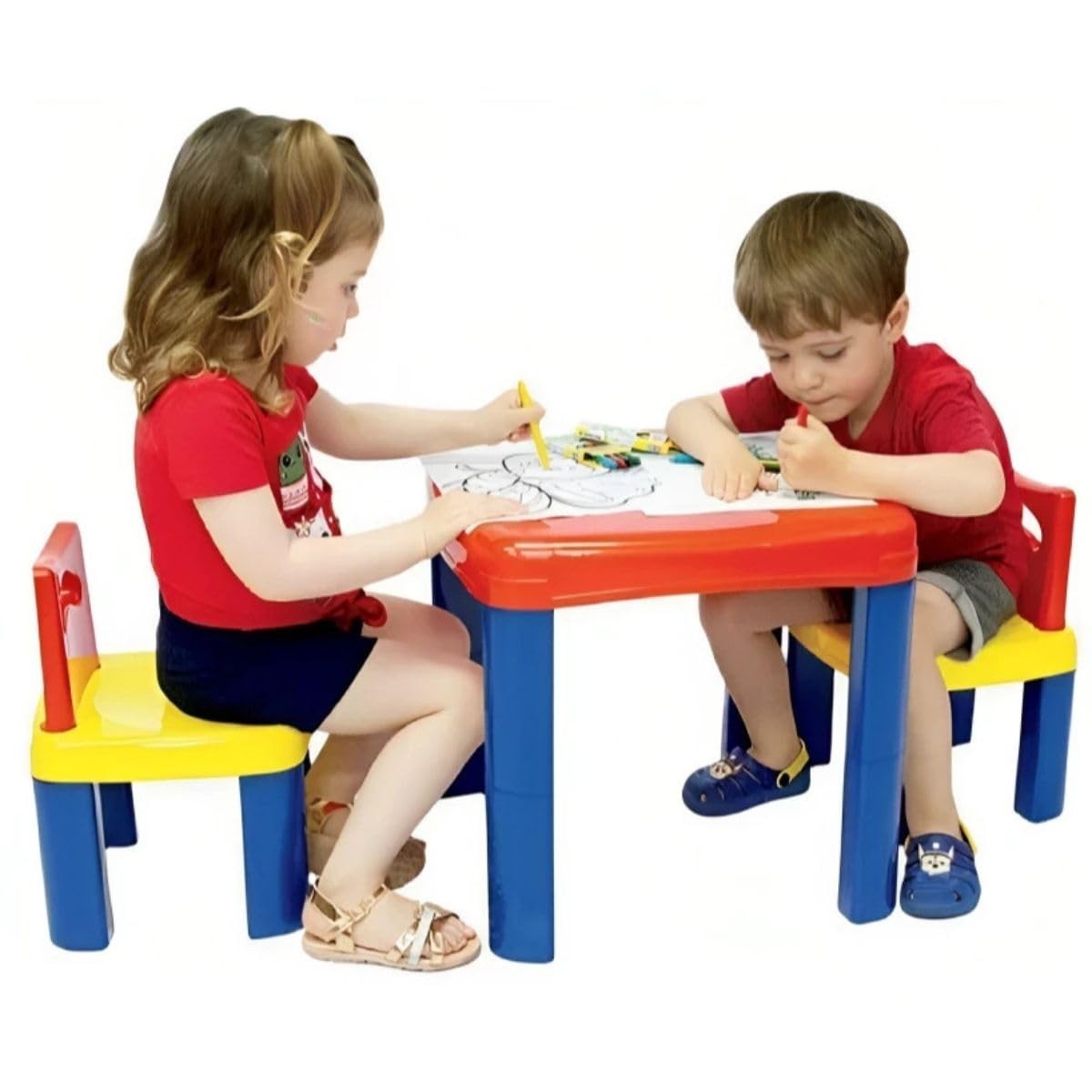 Mesa Didática Infantil com Cadeiras - Conjunto Educativo Colorido para Aprendizado Lúdico
