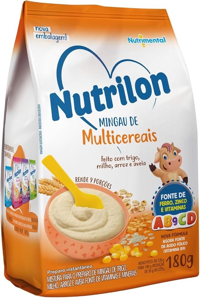 Nutrilon Mingau Multicereais 180G - Feito Com Trigo Milho Arroz E Aveia Fonte De Ferro Zinco E Vitaminas
