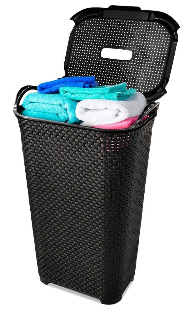 Cesto Rattan com Tampa Basculada 50L - Organize com Estilo e Praticidade
