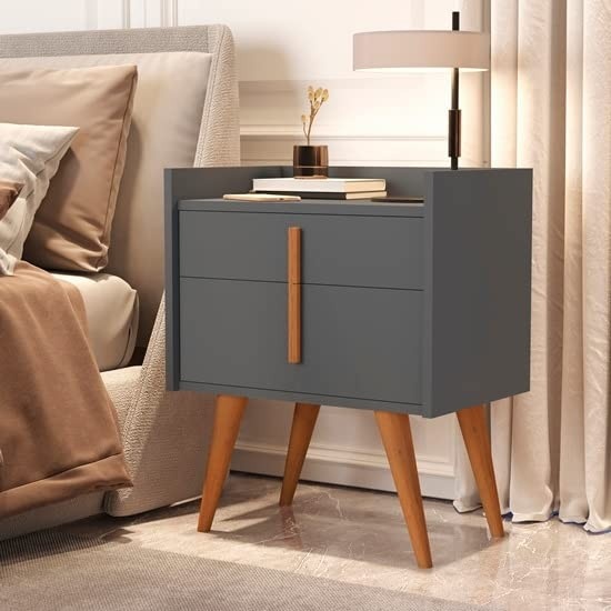 Mesa de Cabeceira Onix 1188 com Porta e Gaveta - Estilo Retrô com Pés Palito