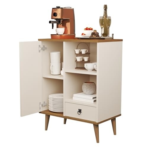 Buffet Tip Top Aparador Balcão Cantinho Do Café – Design Retro com Pés em Madeira Maciça