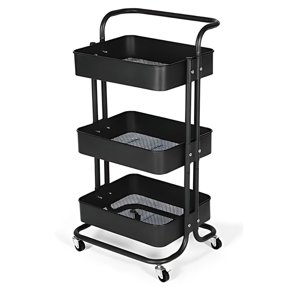 Carrinho Organizador em Aço com 3 Prateleiras - Ideal para Cozinha, Banheiro e Escritório | Alira Home