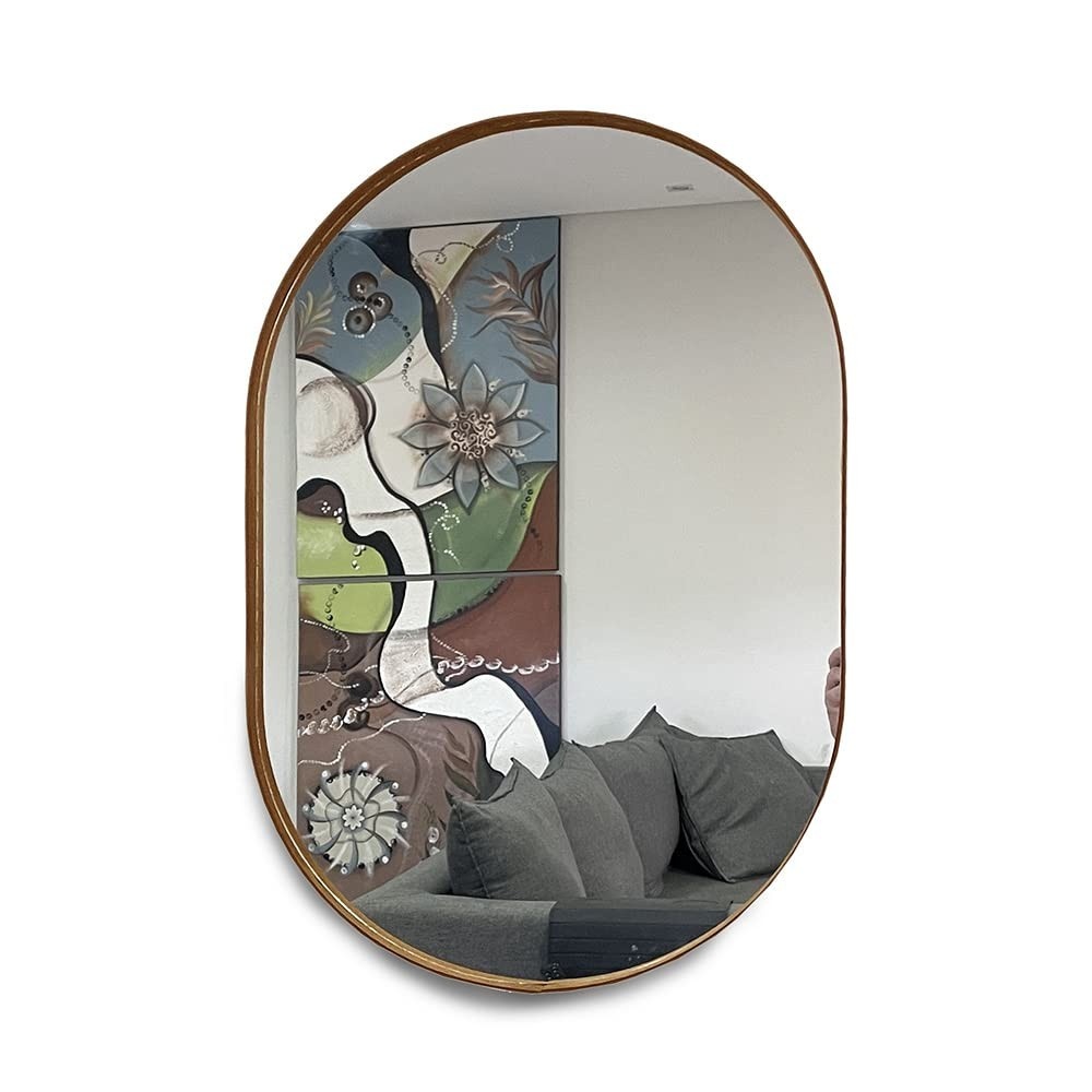 Espelho Oval 60x40cm com Moldura em Cor Caramelo - Decore com Elegância e Charme
