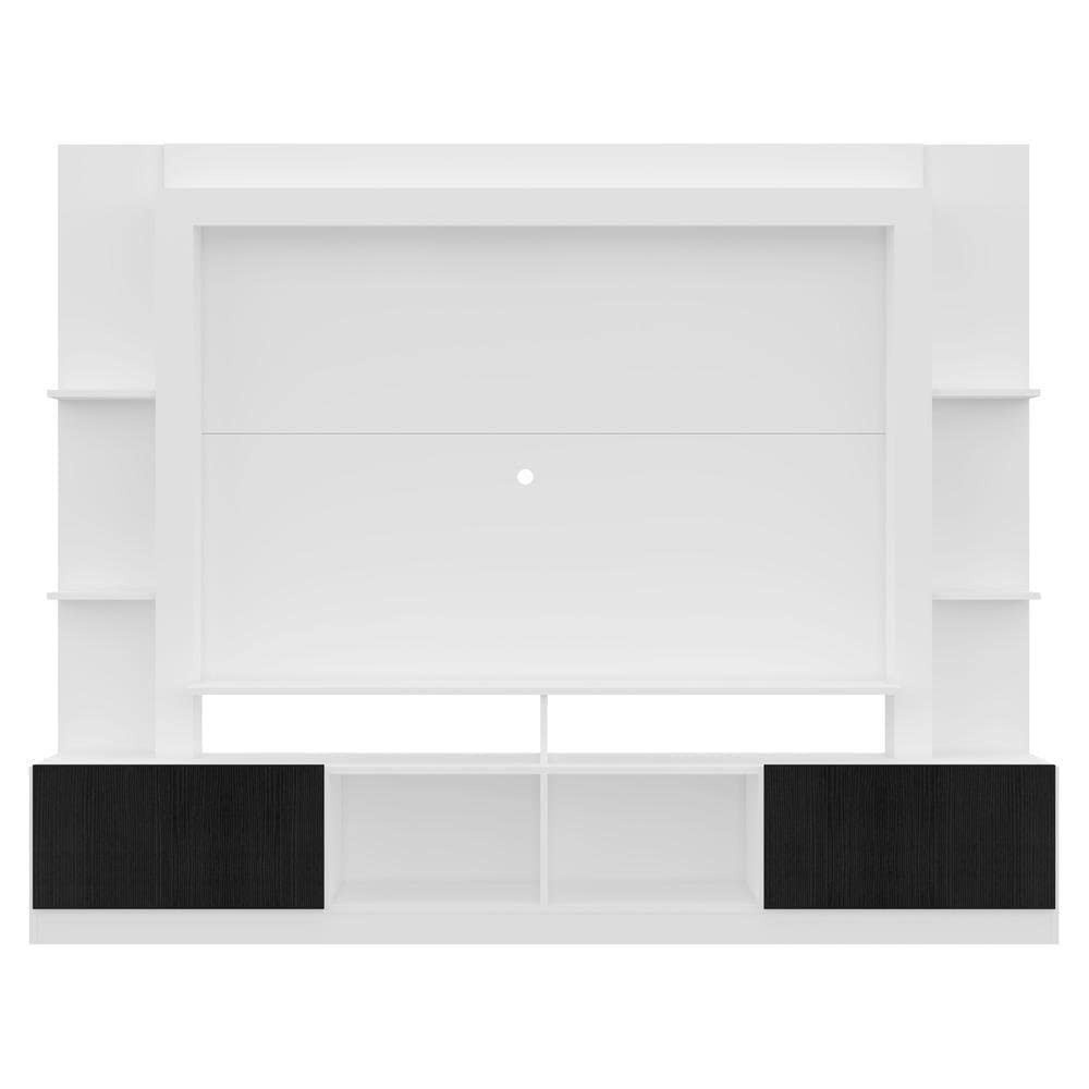 Rack Estante Oslo para TV 65" com 2 Portas - Design Moderno em Branco/Preto