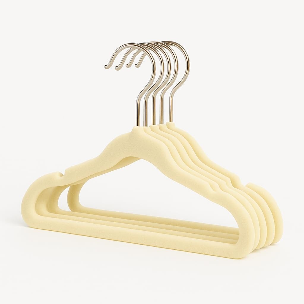 Kit 25 Cabides Veludo Infantil Slim Ultrafino Bege - Organize com Estilo e Cuidado