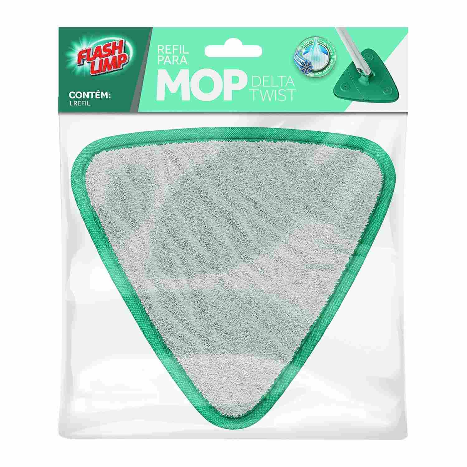 Refil Flash Limp para MOP Delta TWIST - Microfibra com Nylon, Potente e Lavável