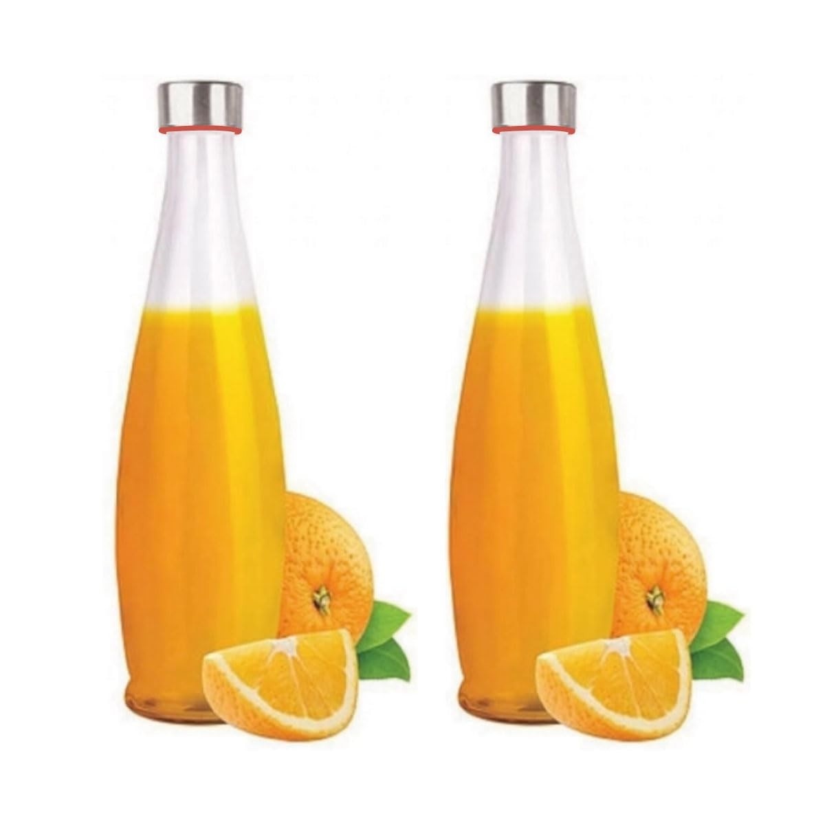 Garrafas de Vidro com Tampa de Aço Inoxidável - 100% à Prova de Vazamentos, Sem BPA, para Água, Sucos e Detox - Conjunto com 2 Unidades