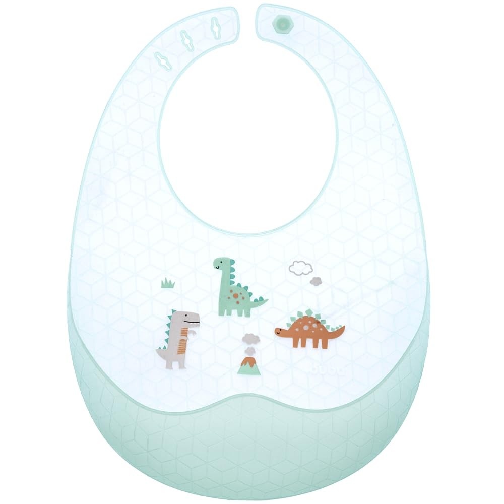 Babador em Silicone com Porta-Migalhas Dino - Estoque Mágico Arco Íris