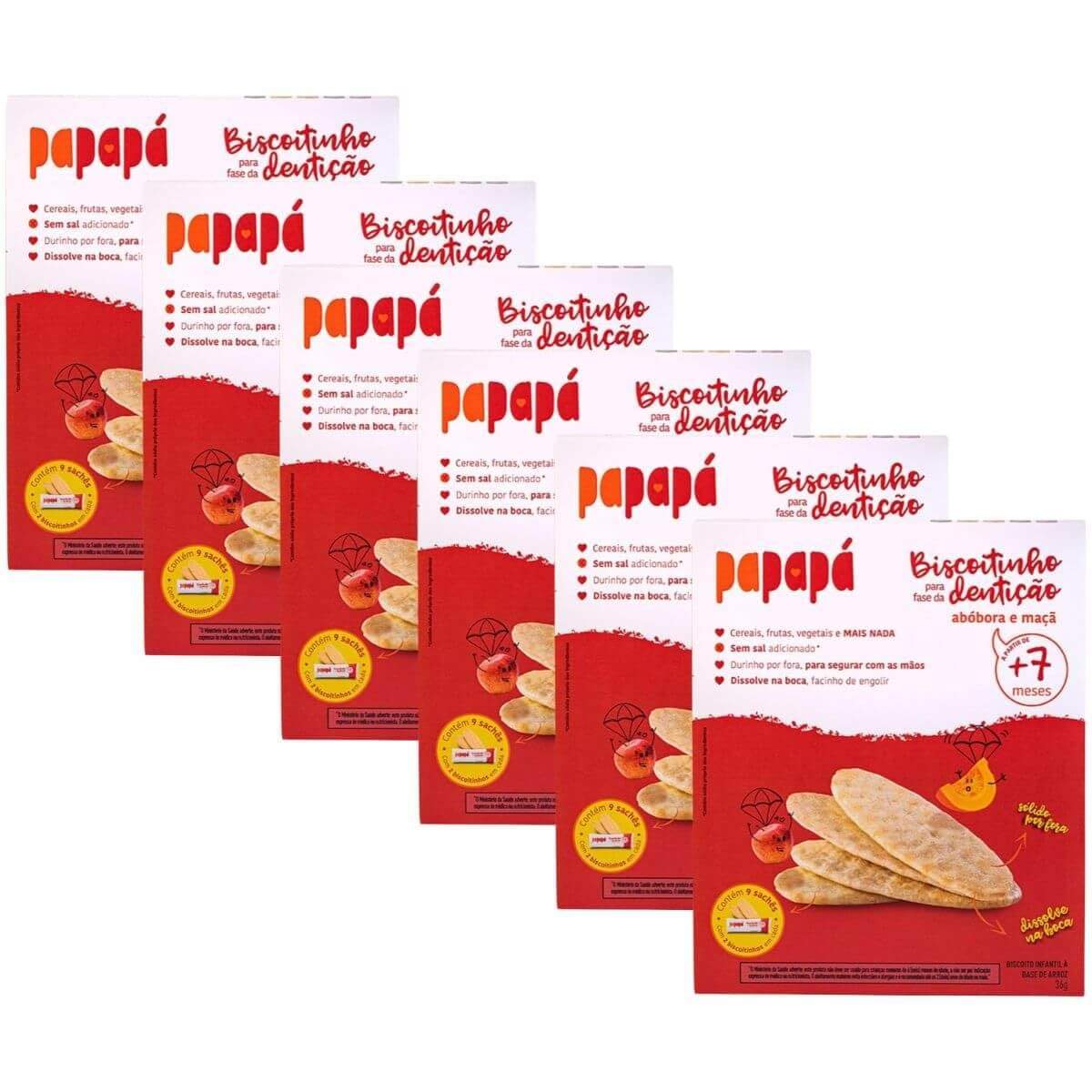 Kit 6 Biscoitinhos Vegetais para Dentição com Abóbora e Maçã - 36g