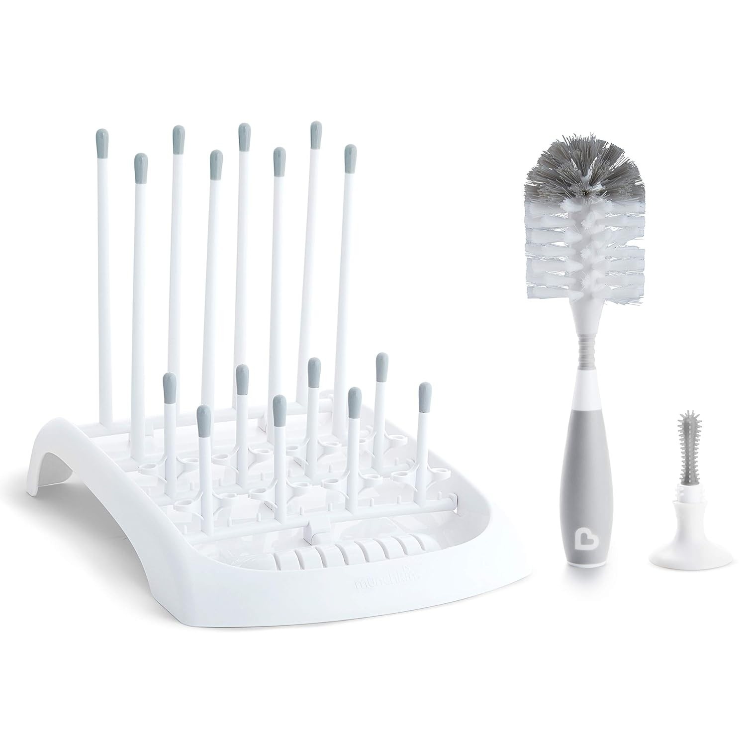 Kit de Limpeza Munchkin® - Escorredor Dobrável + Escova com Ventosa