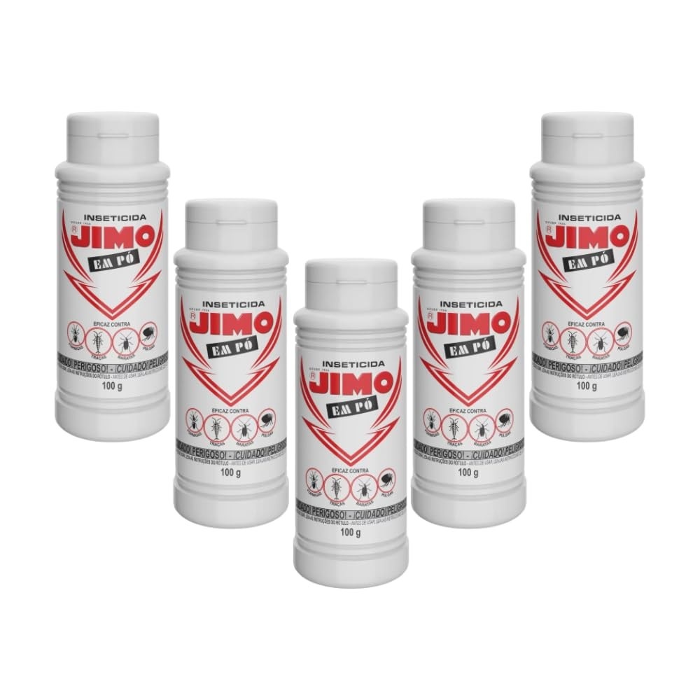 Kit com 5 Inseticida Jimo em Pó - Elimina Formigas, Traças, Baratas e Pulgas com Longa Duração
