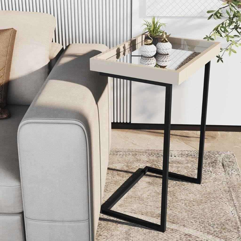 Mesa Lateral para Sofá com Bandeja Removível - Design Moderno e Versátil