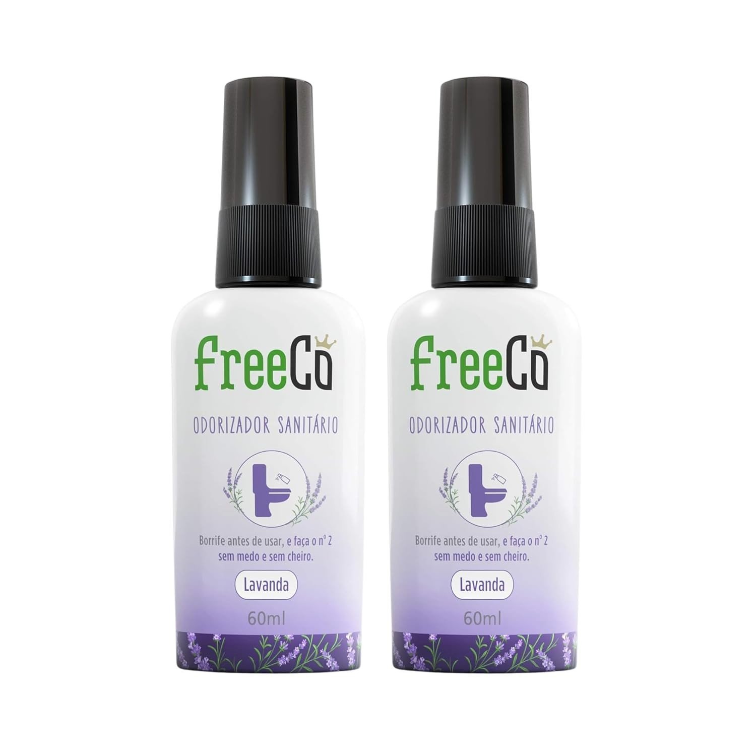 Freecô Bloqueador de Odores Sanitários Lavanda 60ml - Pack com 2 Unidades | Elimina 99% das Bactérias